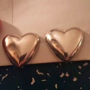 Vintage Silver Hearts Clip On Earrings.